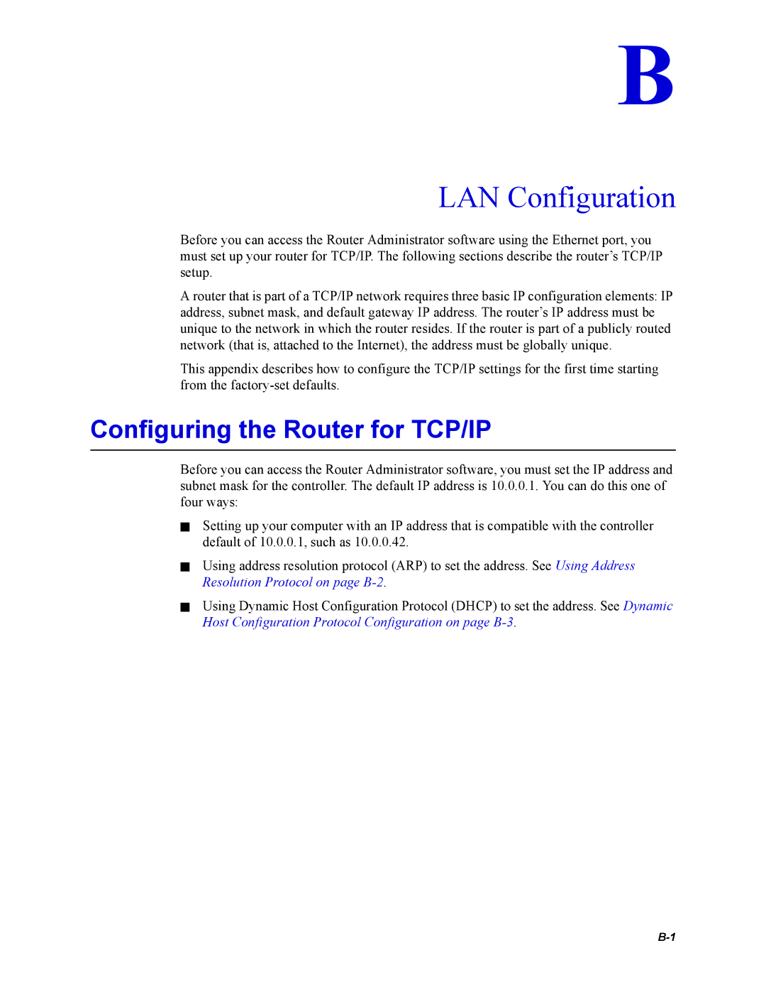 Chaparral Chaparral FS 1310 manual LAN Configuration, Configuring the Router for TCP/IP 