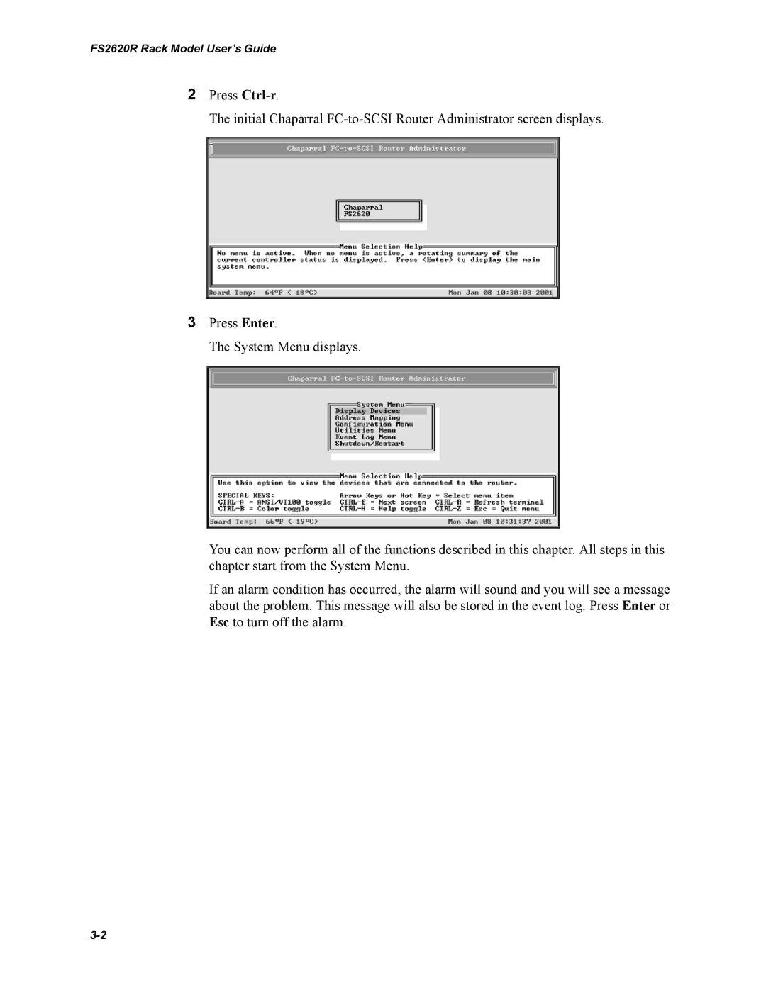 Chaparral manual FS2620R Rack Model User’s Guide 