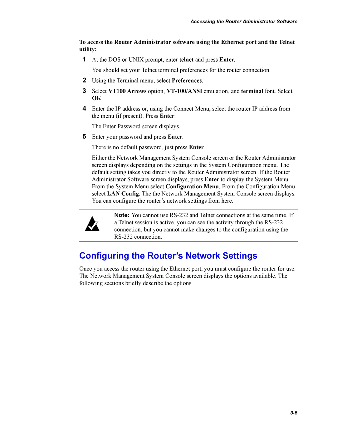 Chaparral FS2620R manual Configuring the Router’s Network Settings 