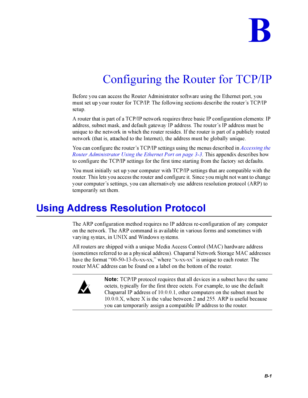 Chaparral FS2620R manual Configuring the Router for TCP/IP, Using Address Resolution Protocol 