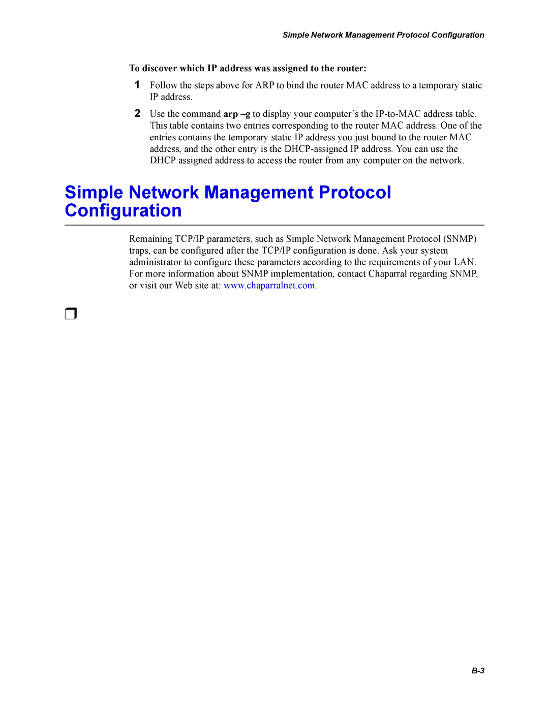 Chaparral FS2620R manual Simple Network Management Protocol Configuration 