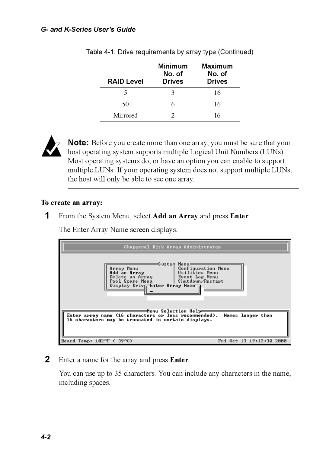 Chaparral K5312/K7313, G5312/G7313 manual To create an array 