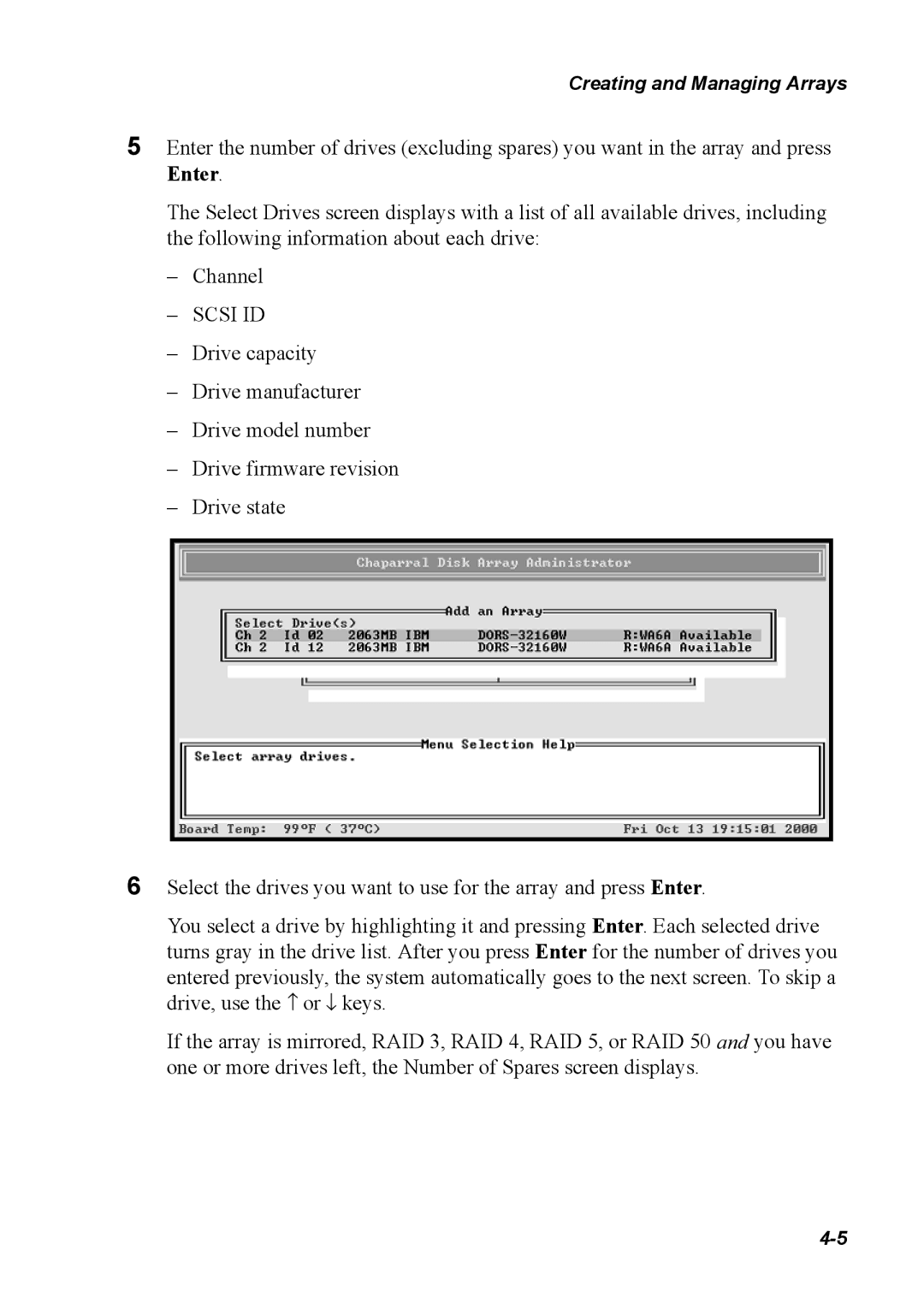 Chaparral G5312/G7313, K5312/K7313 manual Scsi ID 