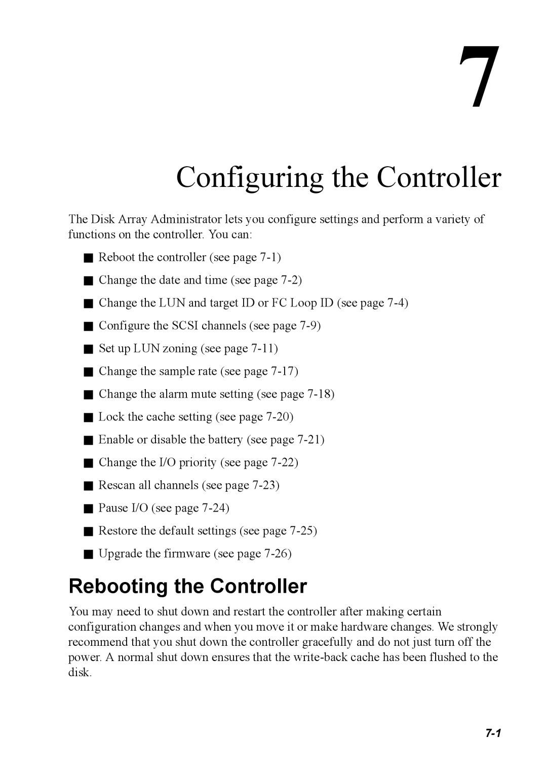 Chaparral G5312/G7313, K5312/K7313 manual Configuring the Controller, Rebooting the Controller 