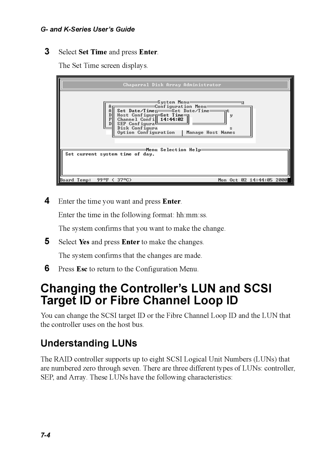 Chaparral K5312/K7313, G5312/G7313 manual Understanding LUNs 