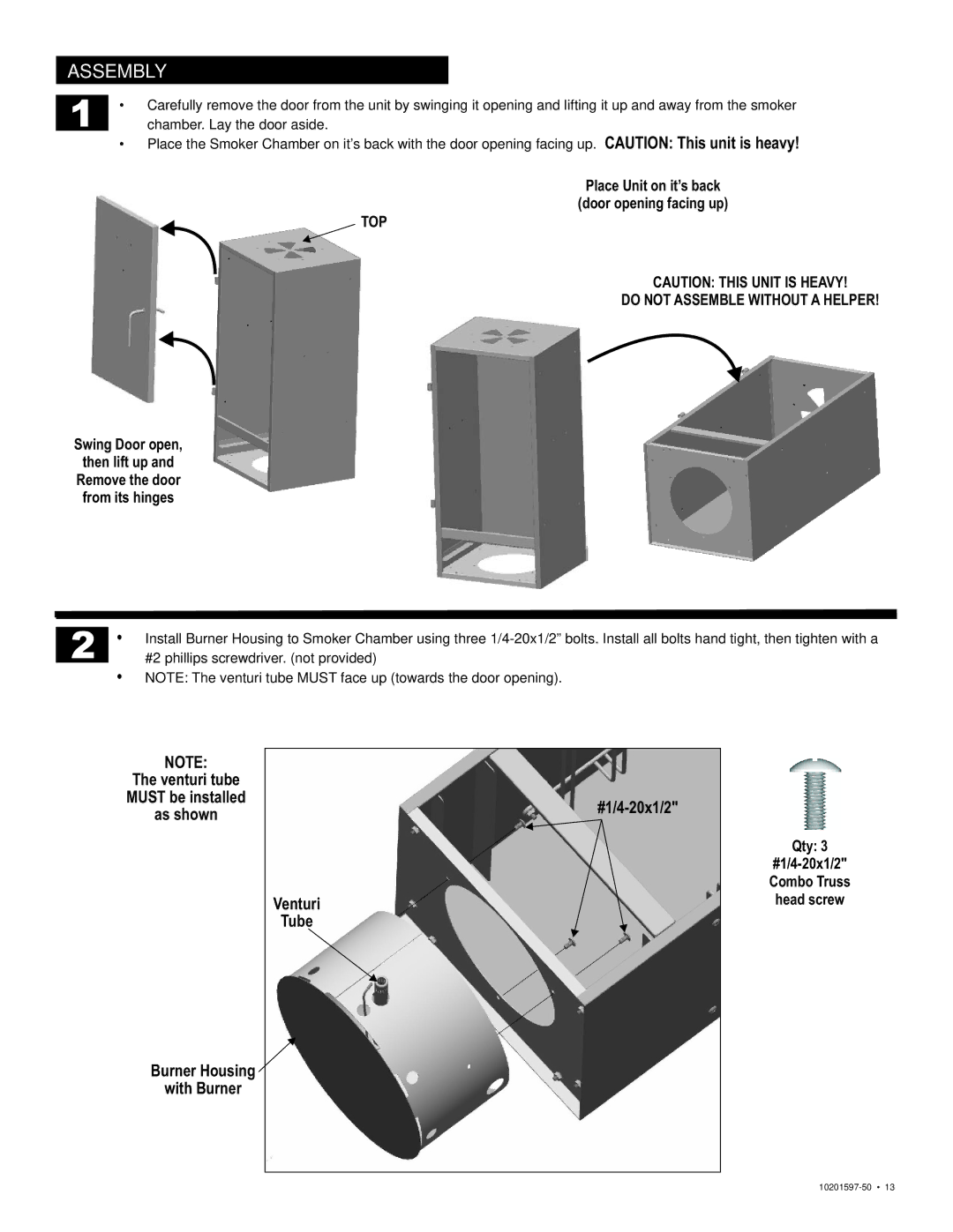 Char-Broil 10201597-50 manual Assembly 