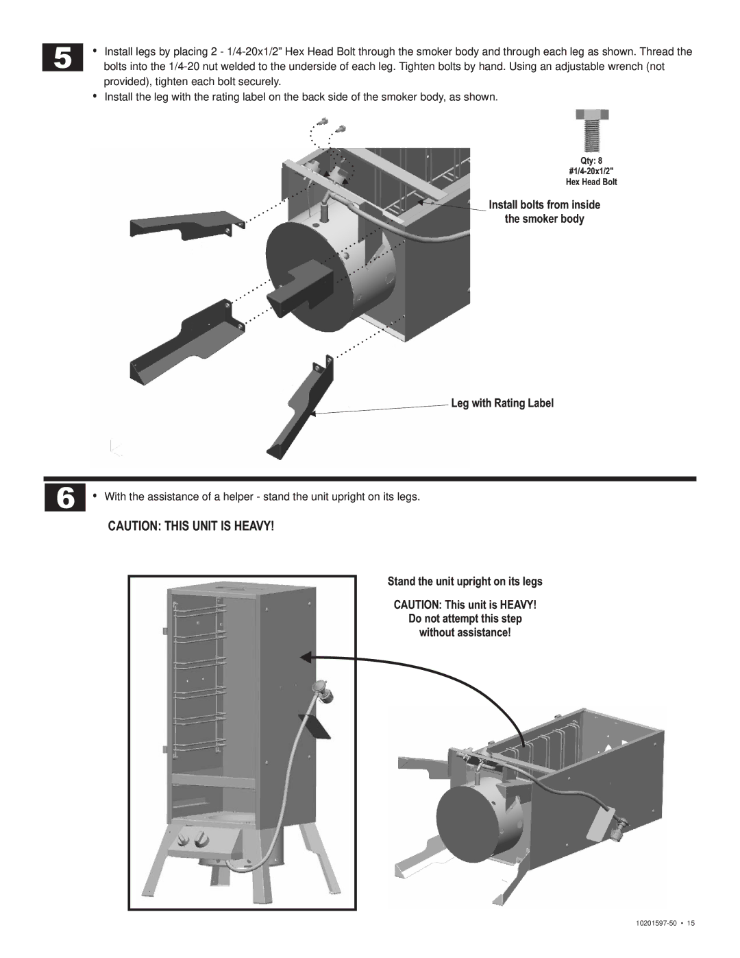 Char-Broil 10201597-50 manual Qty #1/4-20x1/2 Hex Head Bolt 