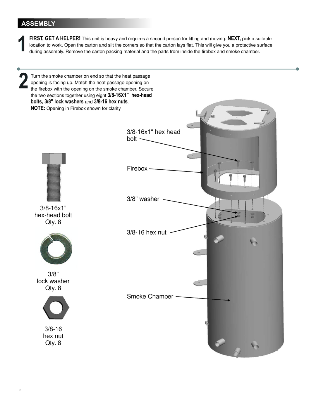 Char-Broil 10201600 manual Assembly 