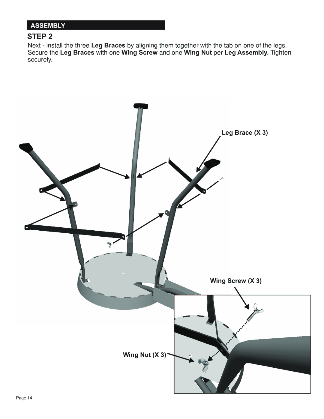 Char-Broil 11101706 manual Leg Brace X Wing Screw X Wing Nut X 