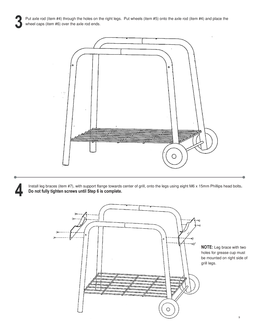 Char-Broil 11201566 manual Do not fully tighten screws until is complete 