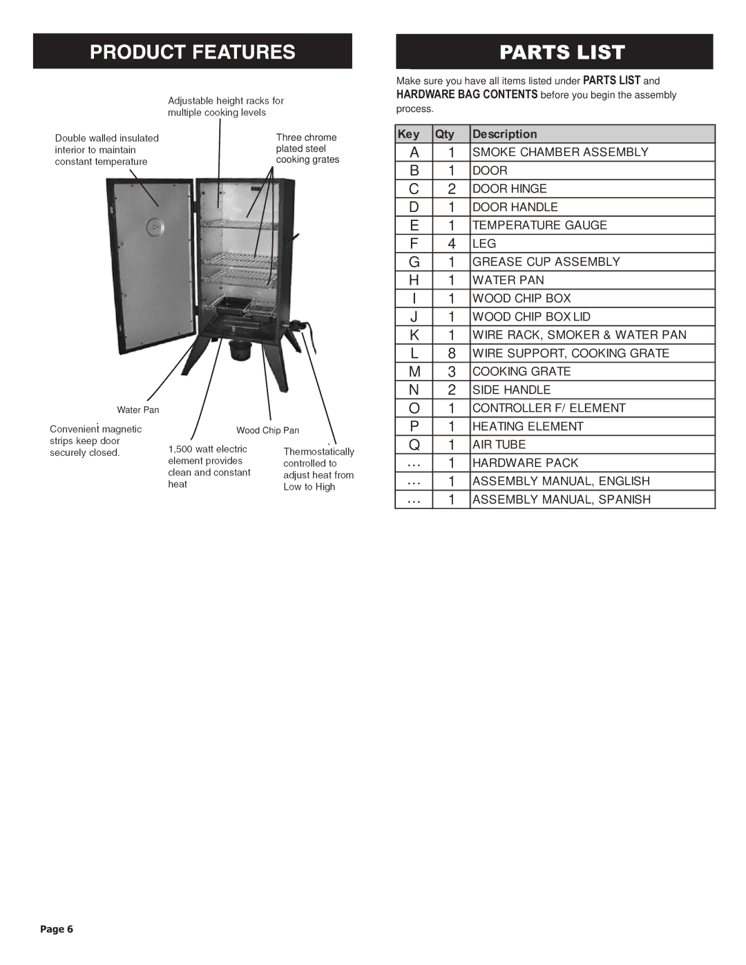 Char-Broil 11201677 manual Parts List 