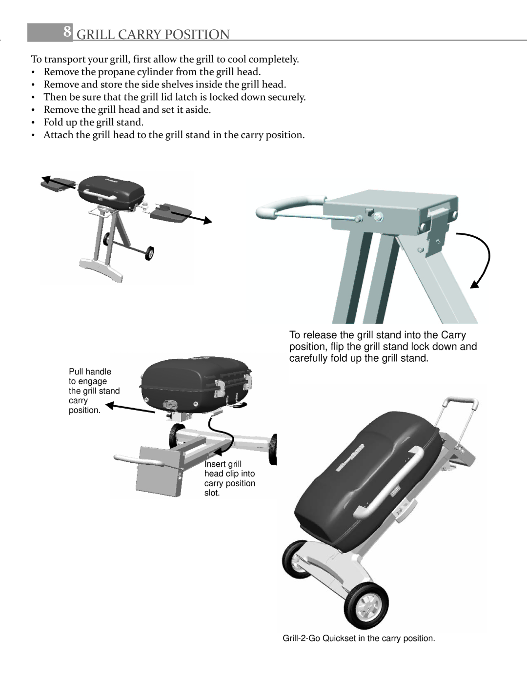 Char-Broil 11401587 manual Grill Carry Position 