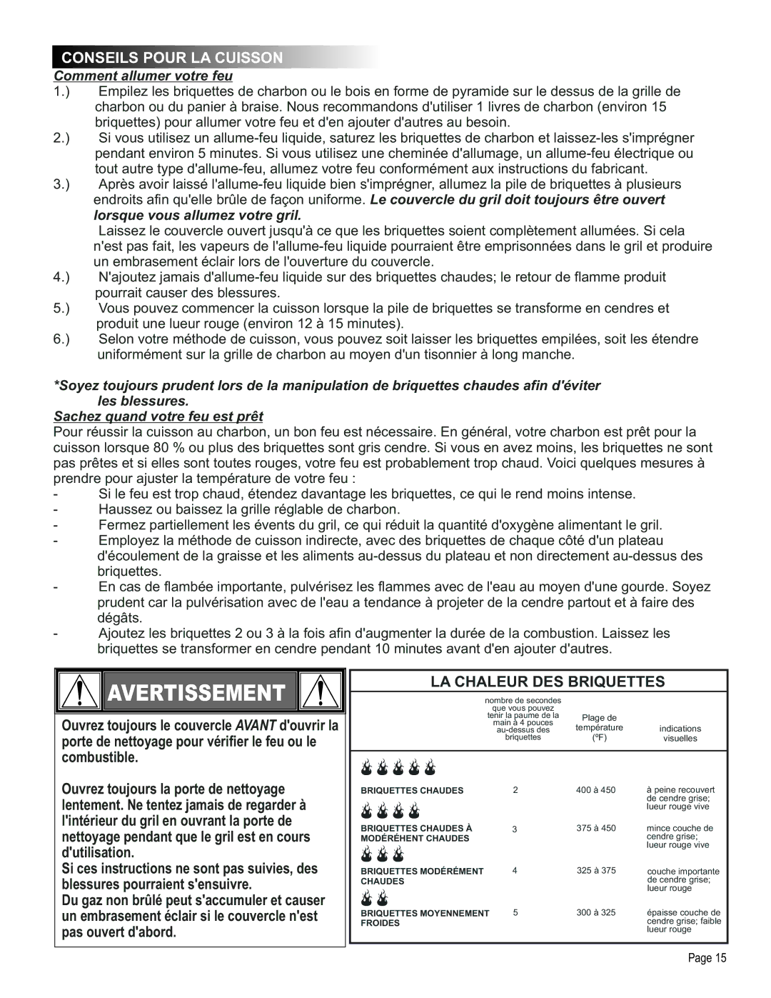 Char-Broil 12301388 manual Conseils Pour LA Cuisson, Comment allumer votre feu 