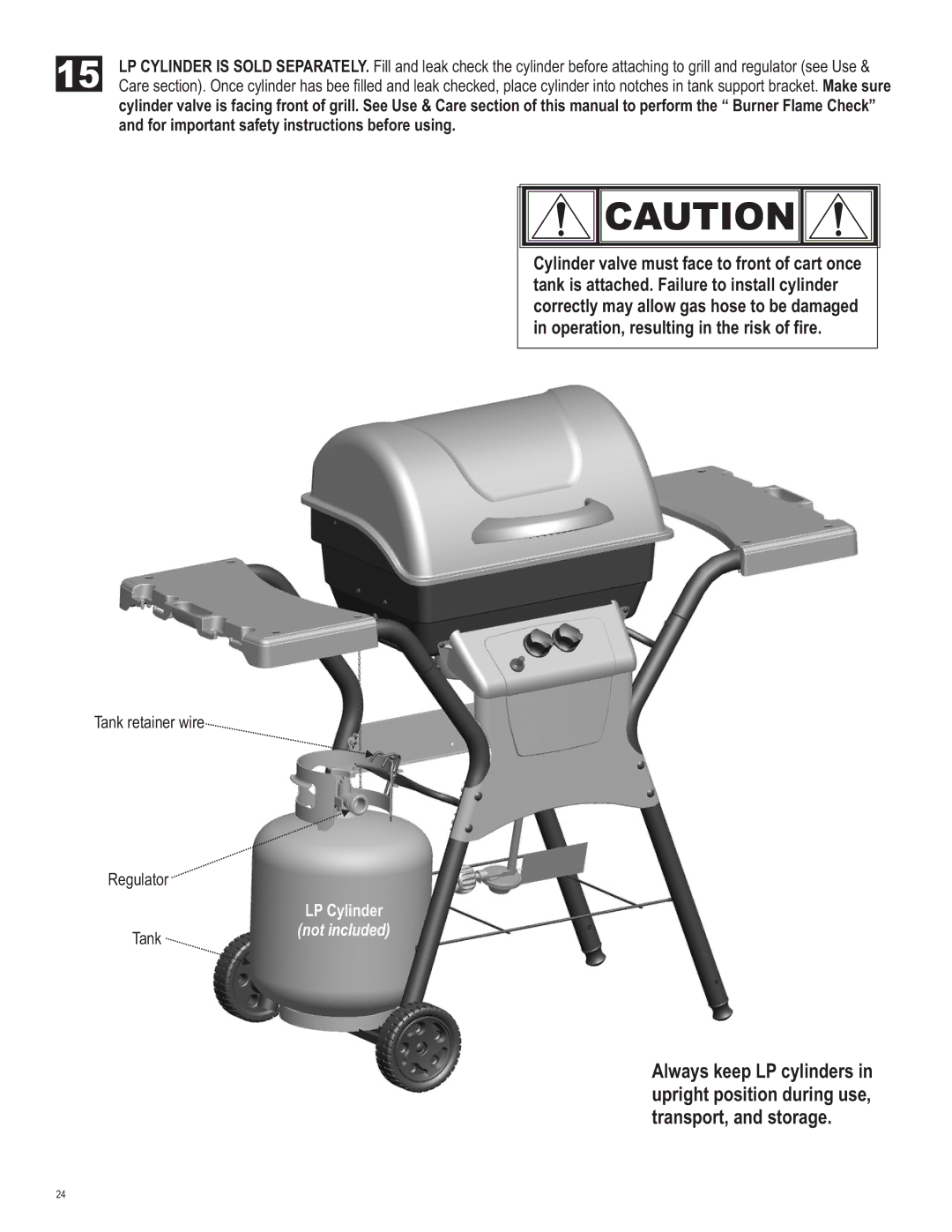 Char-Broil 415.161209 manual LP Cylinder not included 