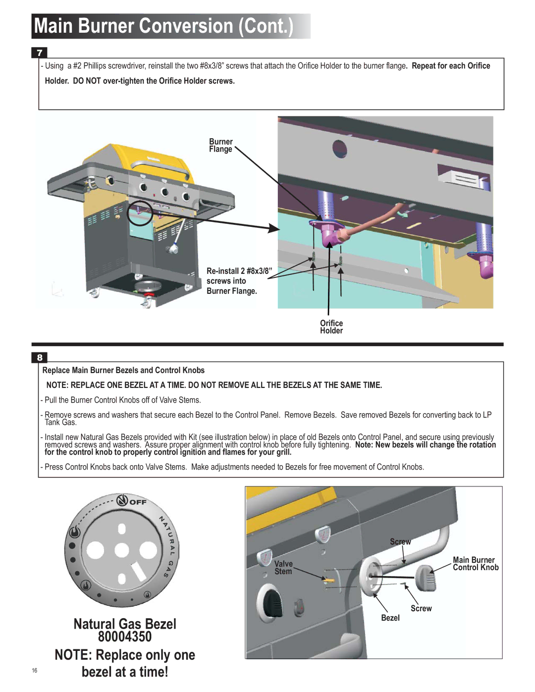 Char-Broil 4539937 manual Natural Gas Bezel 