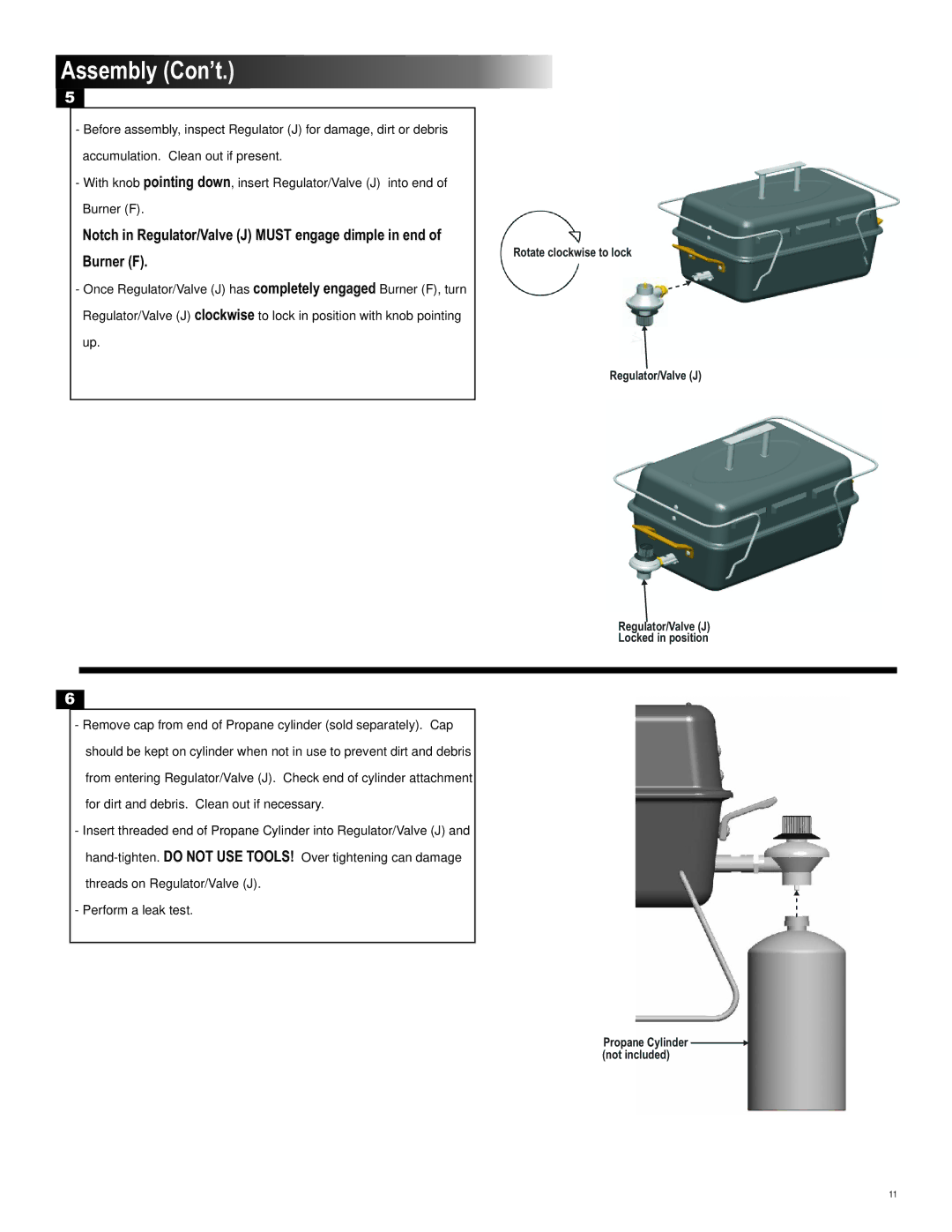 Char-Broil 461111811 manual Propane Cylinder not included 