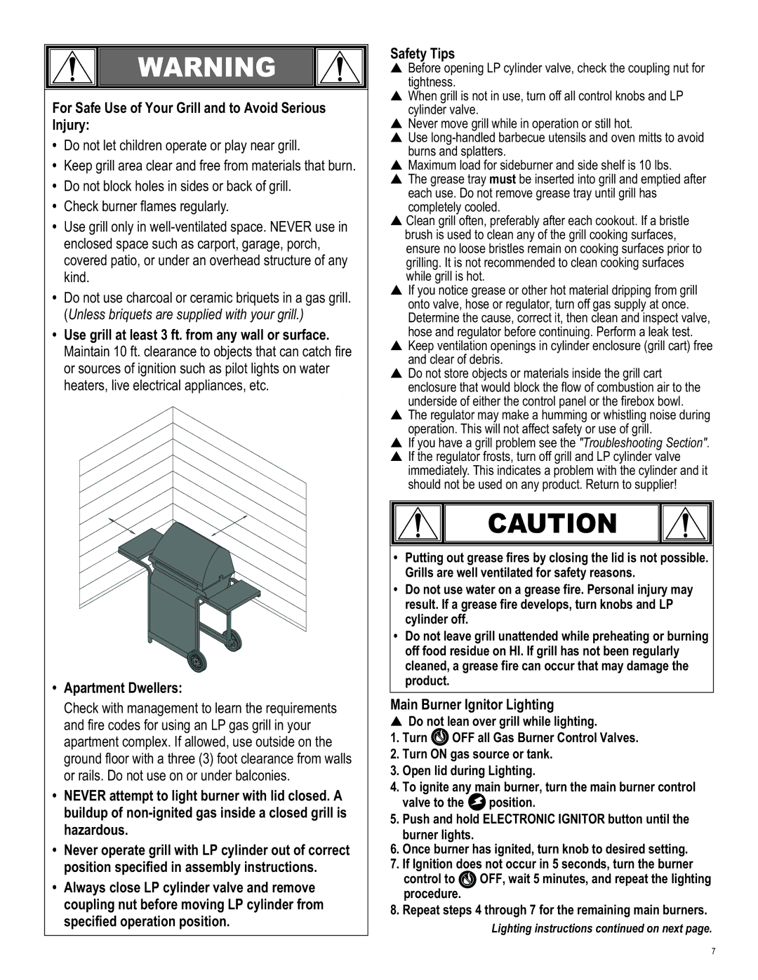 Char-Broil 461262409 manual For Safe Use of Your Grill and to Avoid Serious Injury, Main Burner Ignitor Lighting 