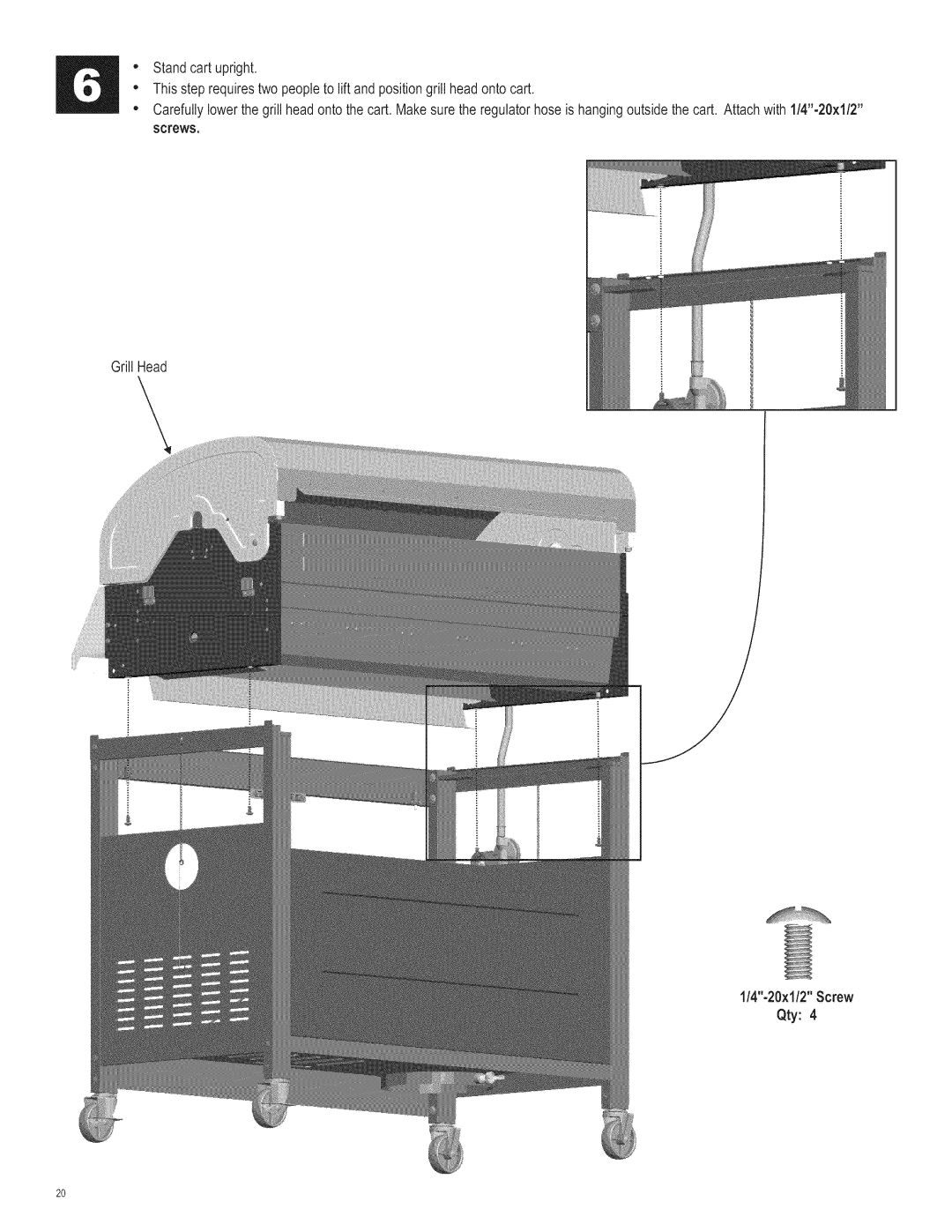 Char-Broil 463221311 manual GrillHead 20×1/2Screw 