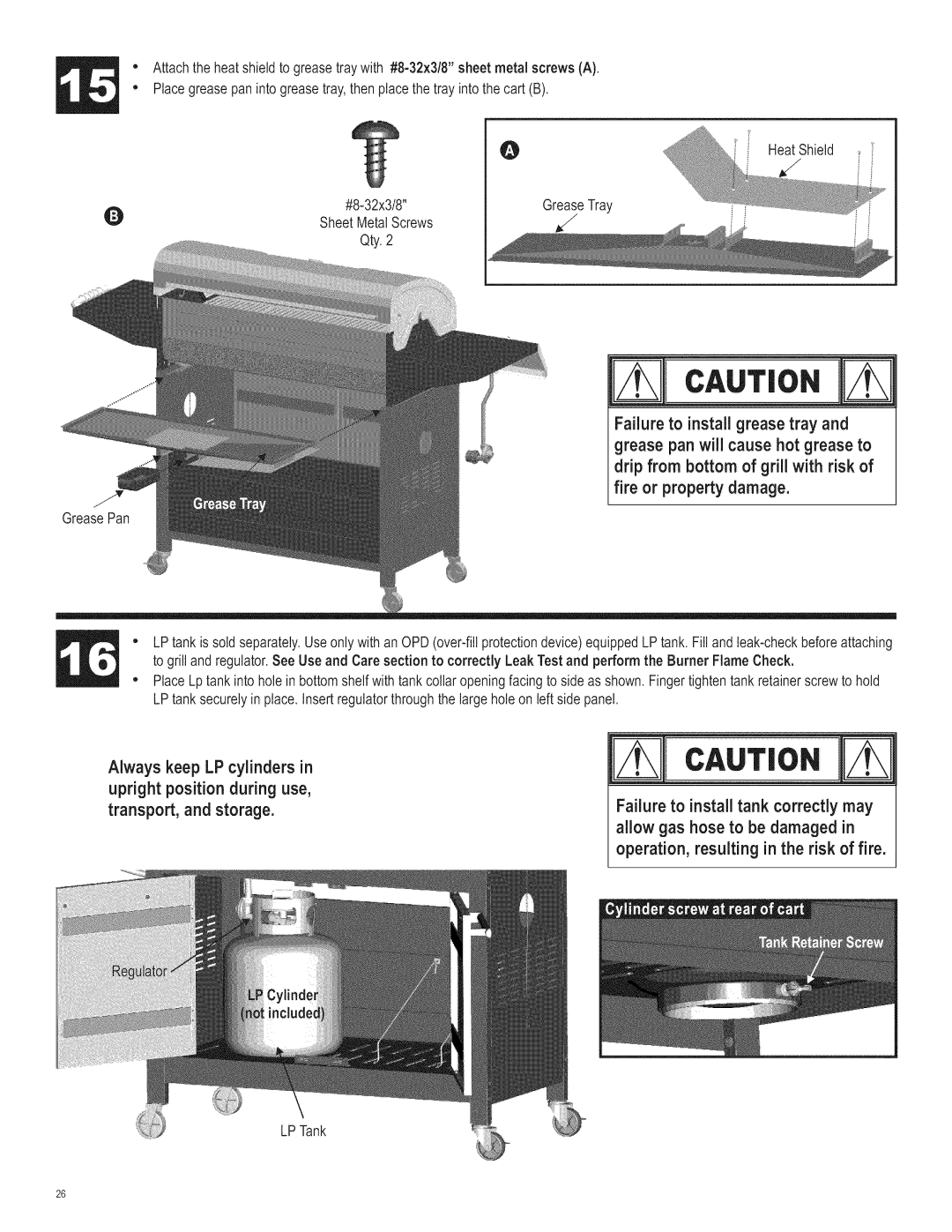 Char-Broil 463221311 manual Failure to install grease tray, GreasePan 