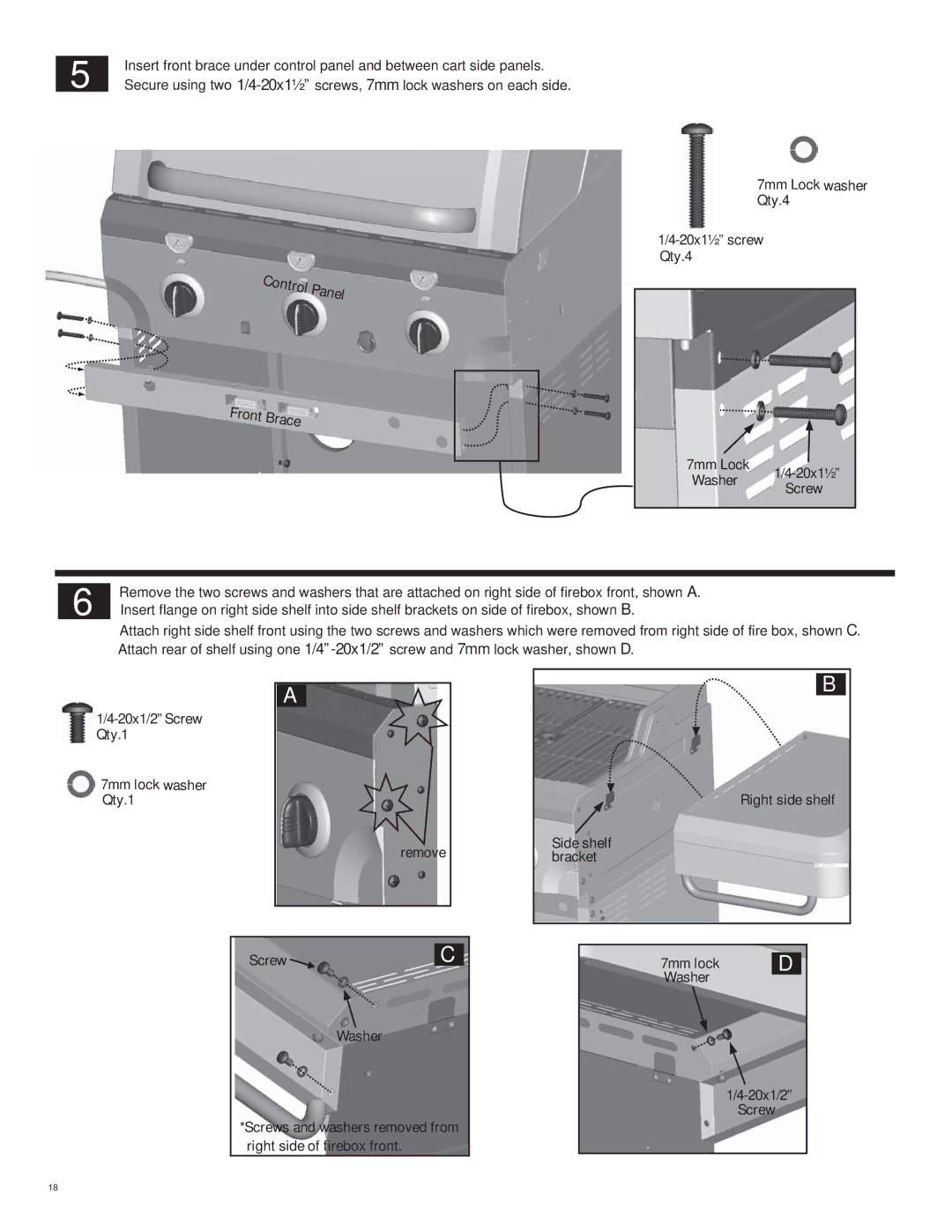 Char-Broil 463222209 manual Control Panel Front Brace 