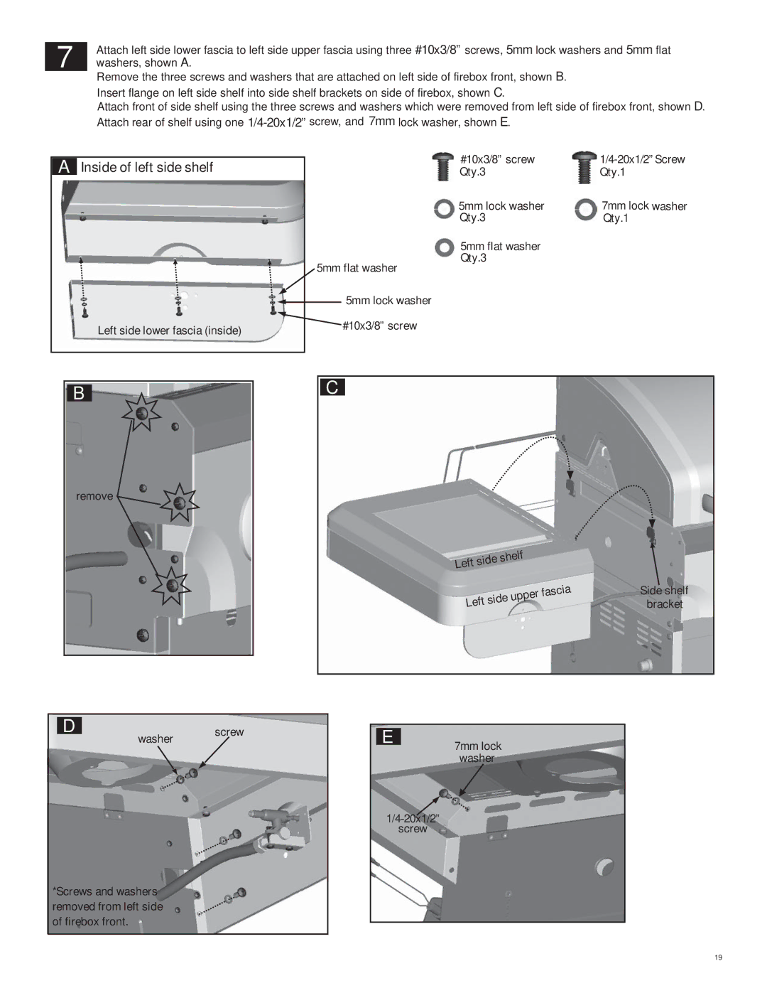 Char-Broil 463222209 manual Inside of left side shelf 