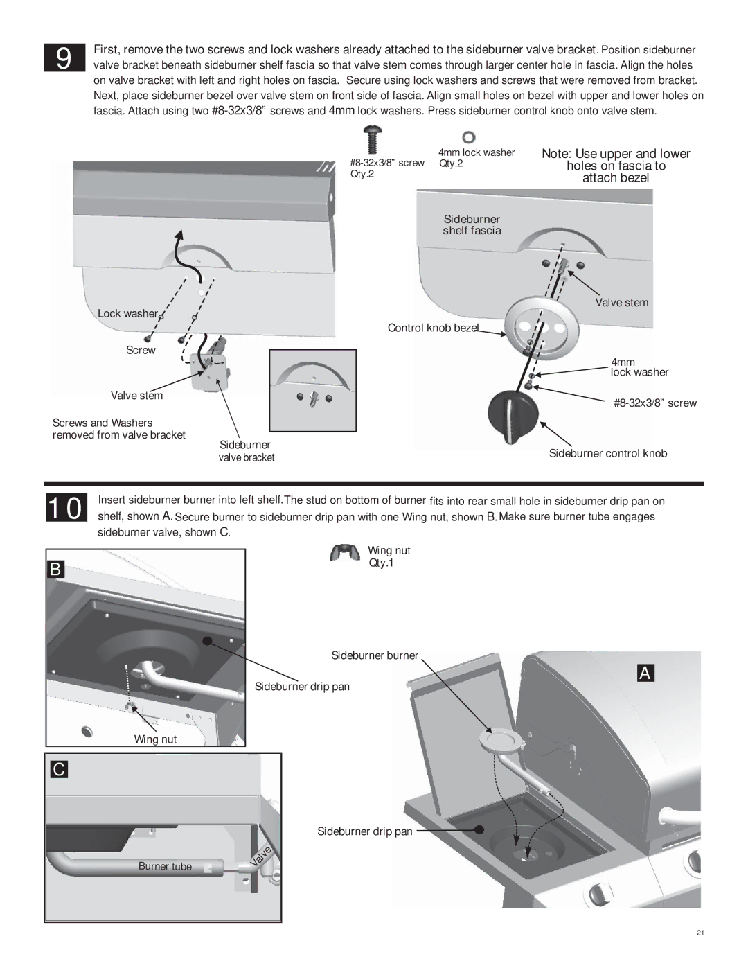 Char-Broil 463222209 manual Holes on fascia to 