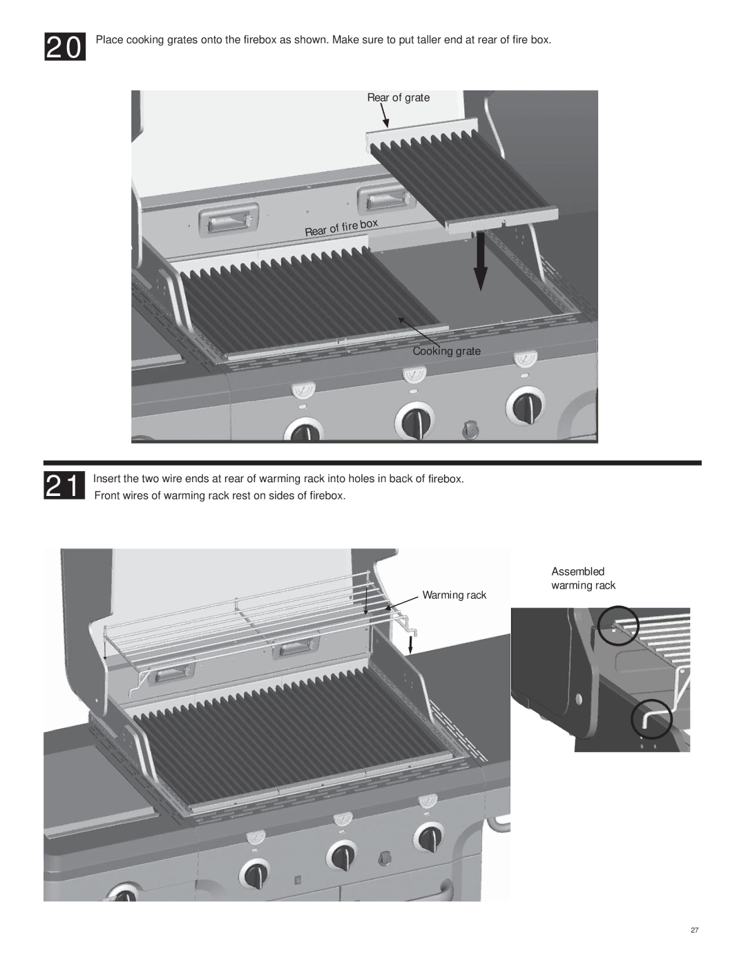 Char-Broil 463222209 manual Rear of grate Cooking grate 