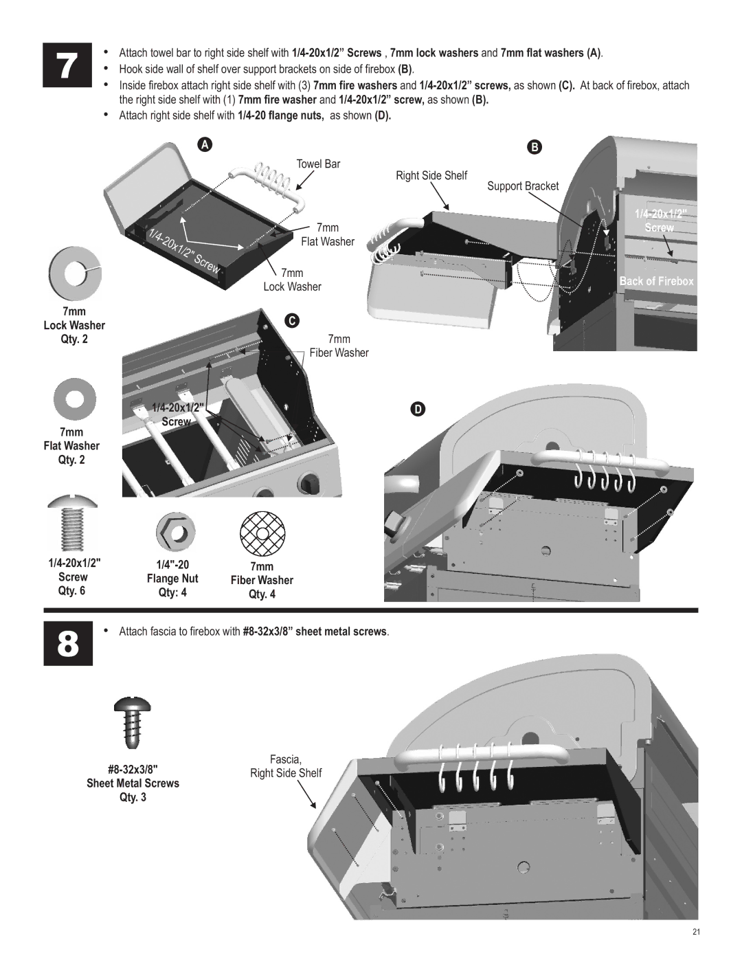 Char-Broil 463230510 manual 20x1/2, Screw 