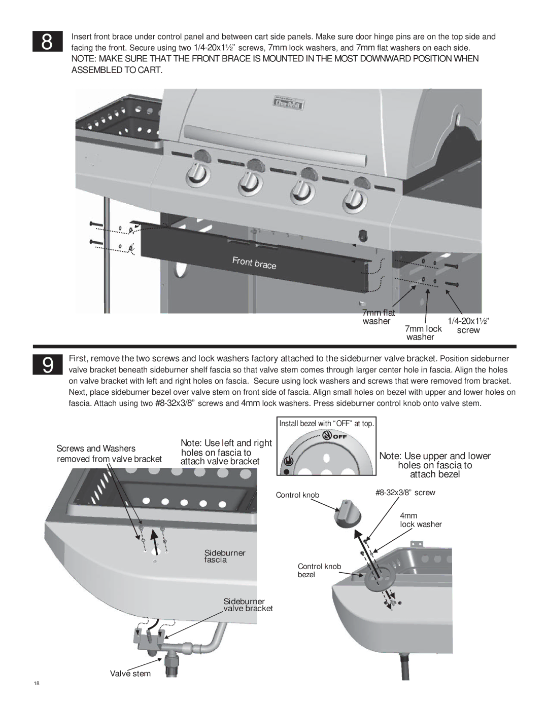 Char-Broil 463231711 manual Holes on fascia to 