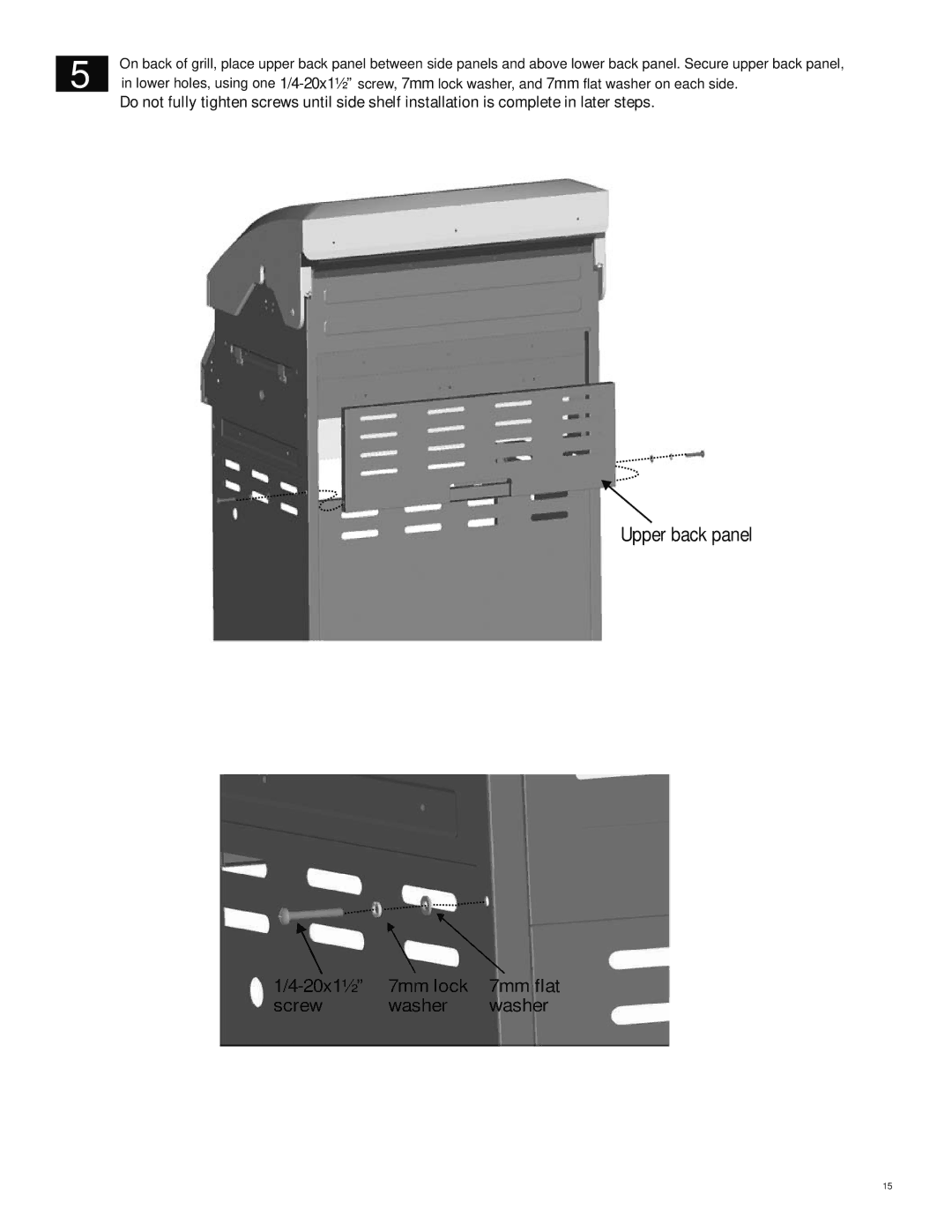 Char-Broil 463232011 manual Upper back panel 