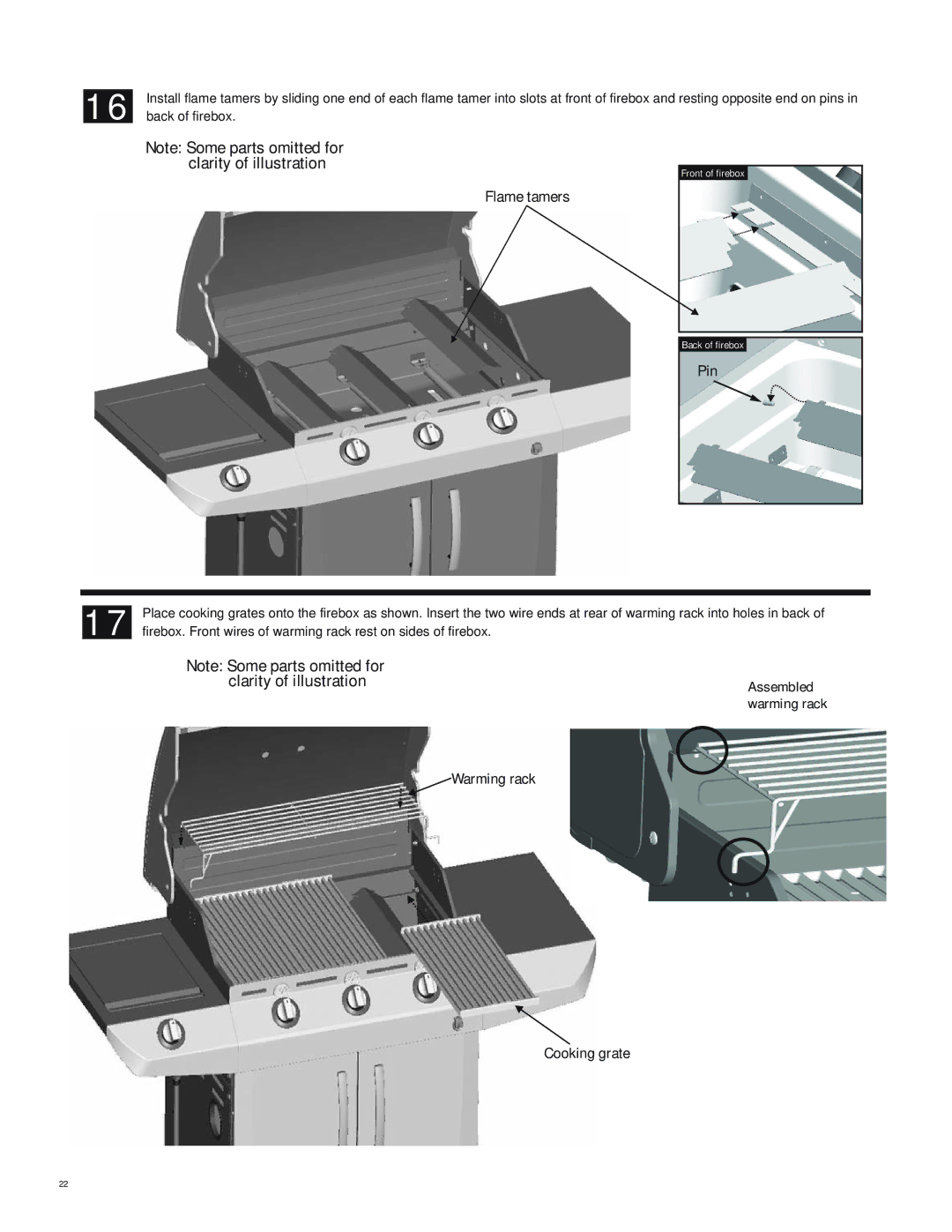 Char-Broil 463232011 manual Clarity of illustrationAssembled warming rack 