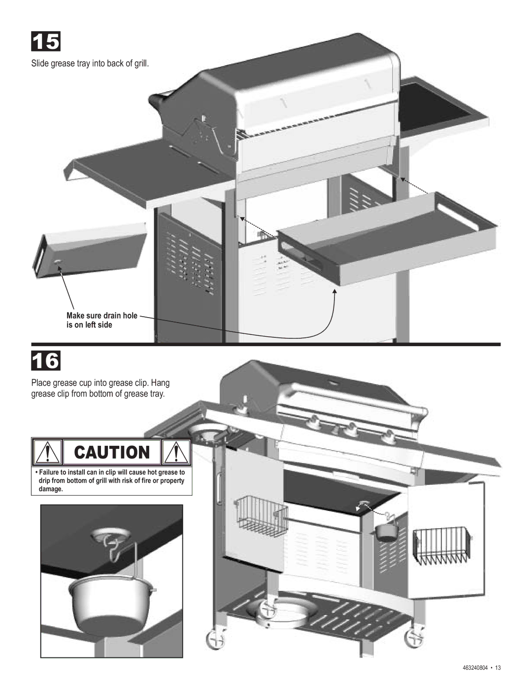 Char-Broil 463240804 manual Slide grease tray into back of grill 