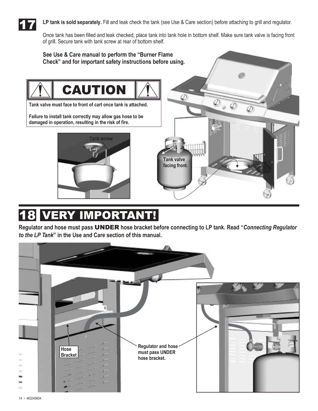 Char-Broil 463240804 manual Very Important 