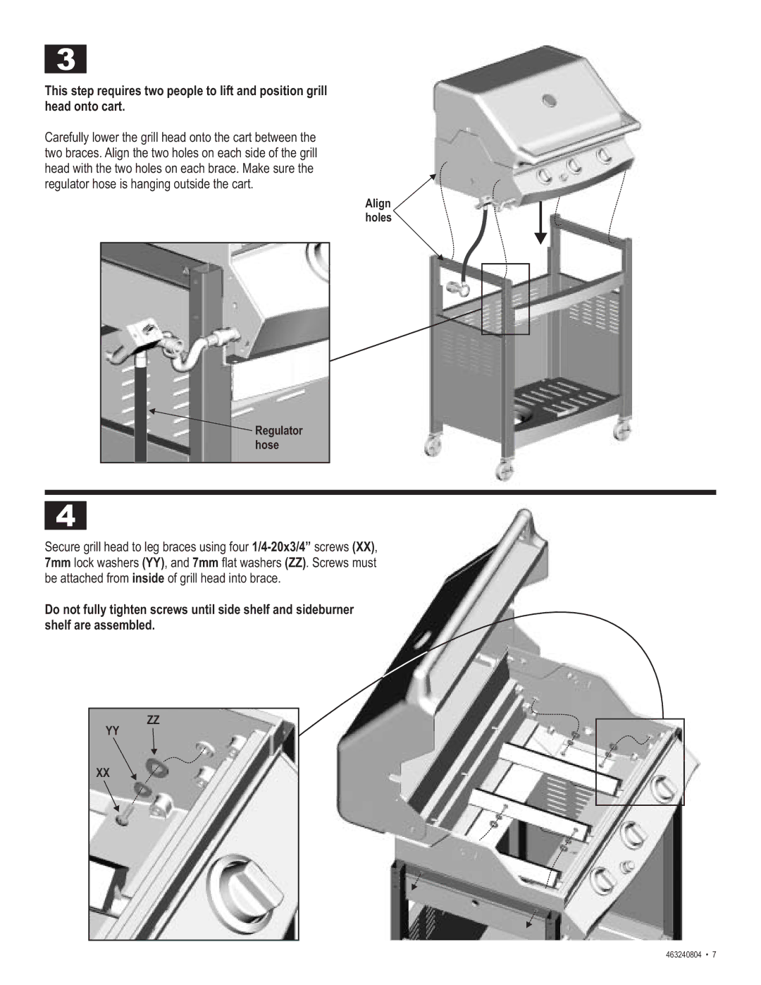 Char-Broil 463240804 manual Align holes Regulator hose 