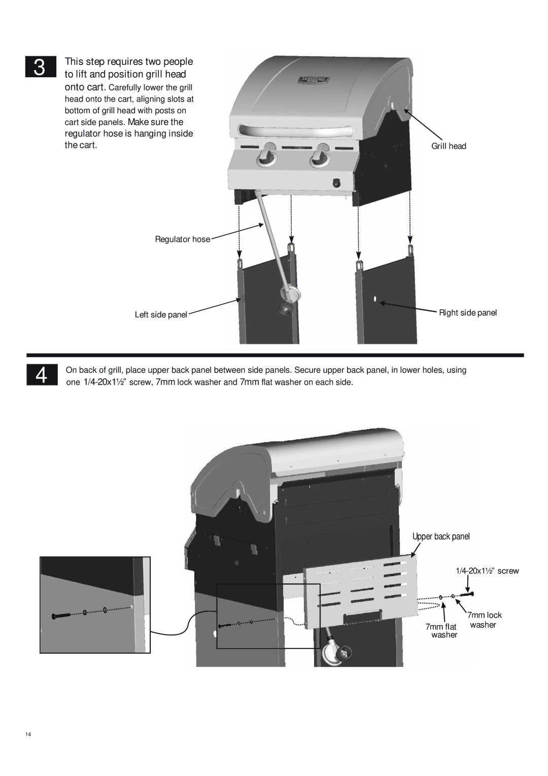 Char-Broil 463243911 manual Upper back panel 