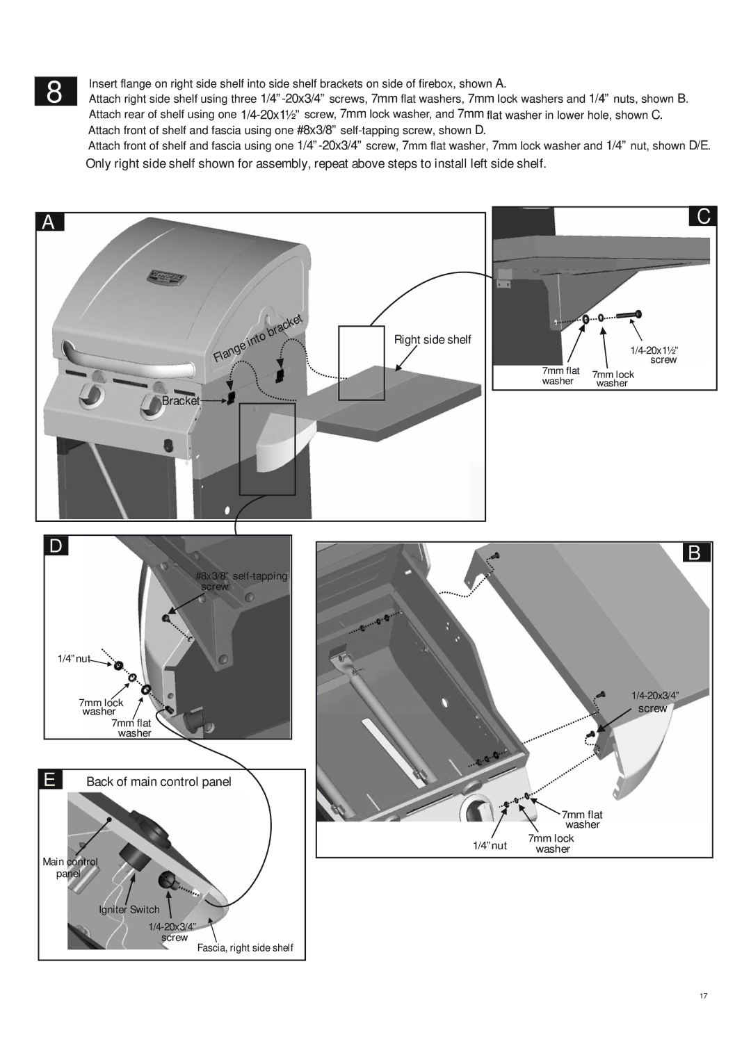 Char-Broil 463243911 manual Back of main control panel 