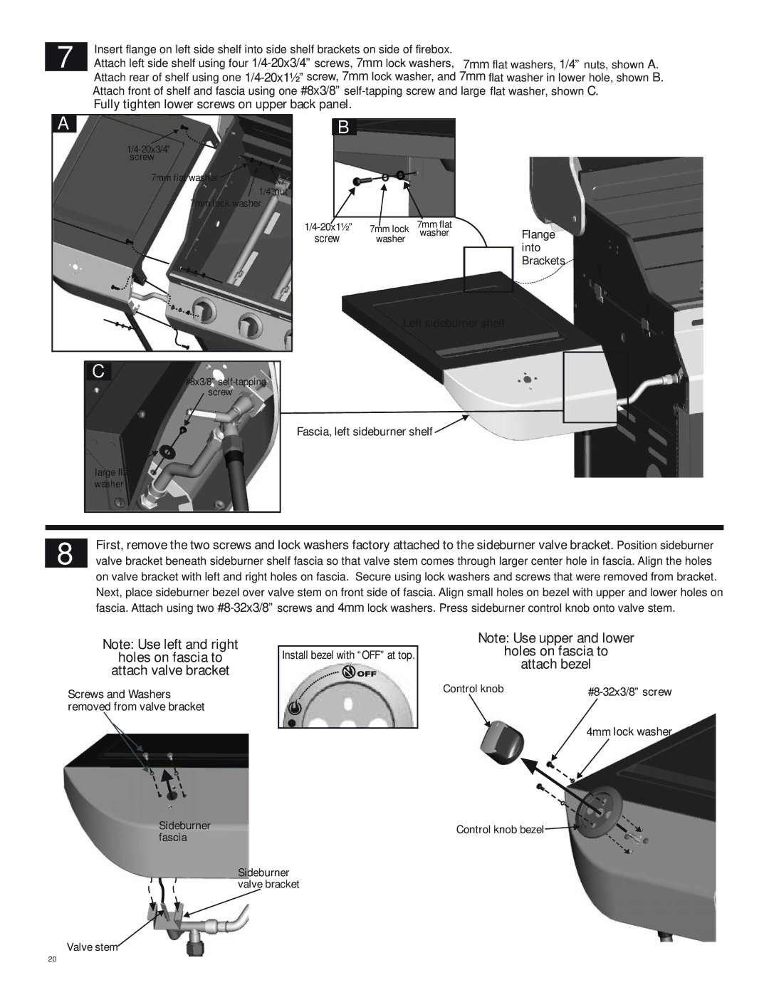 Char-Broil 463244011 manual Holes on fascia to Attach bezel 