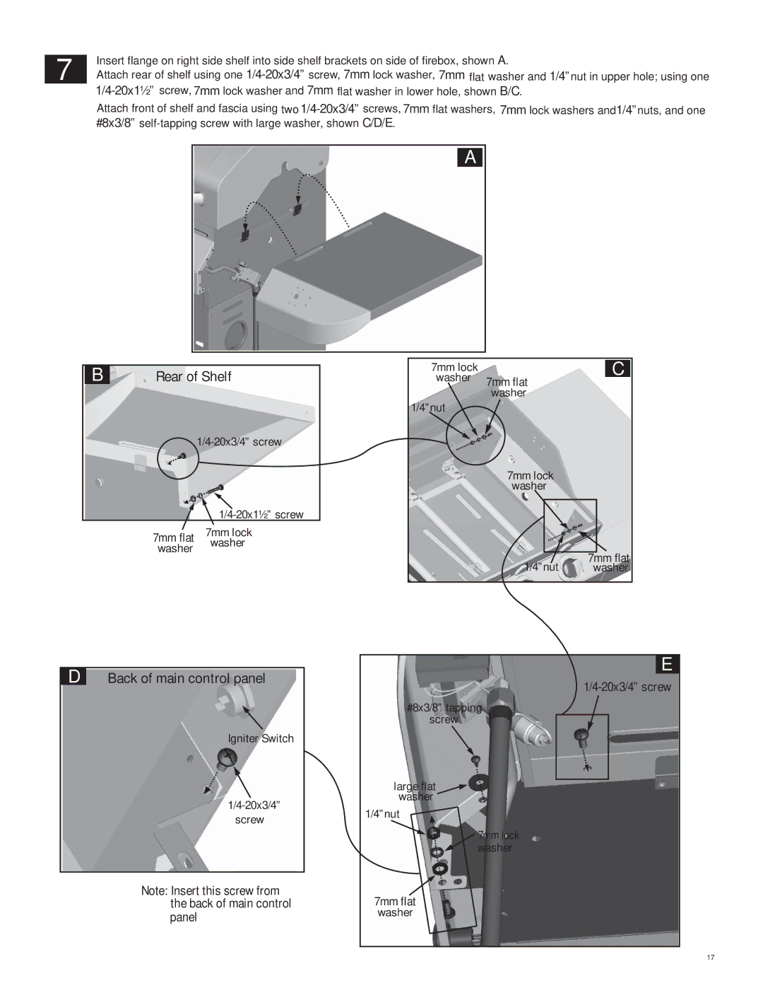 Char-Broil 463247310 manual Rear of Shelf 