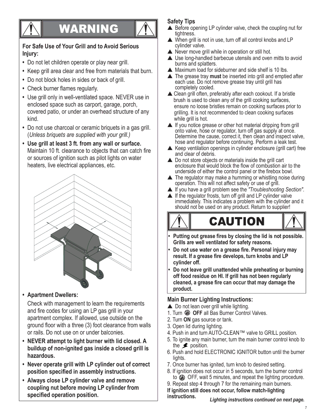 Char-Broil 463247310 manual For Safe Use of Your Grill and to Avoid Serious Injury, Main Burner Lighting Instructions 