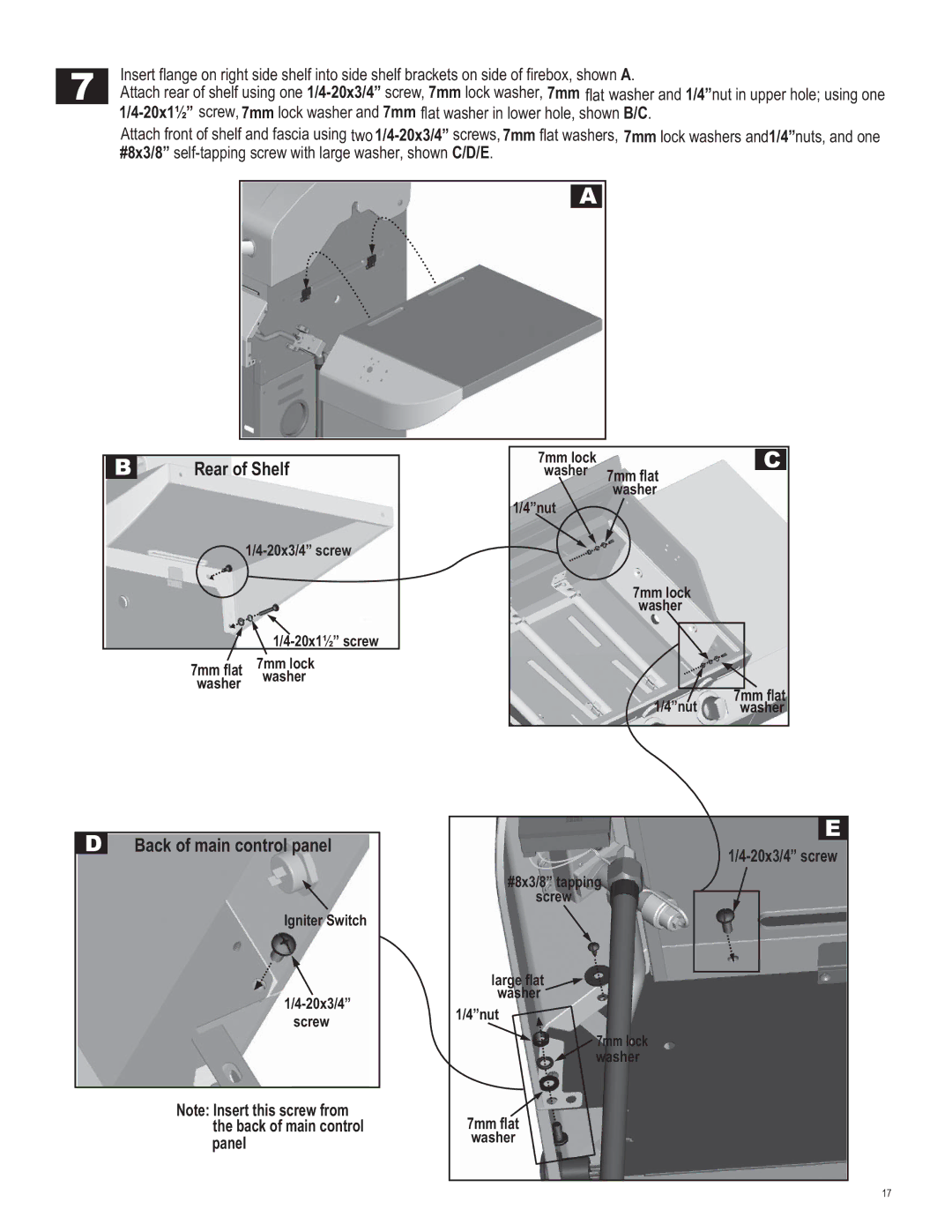 Char-Broil 463247311 manual Rear of Shelf 