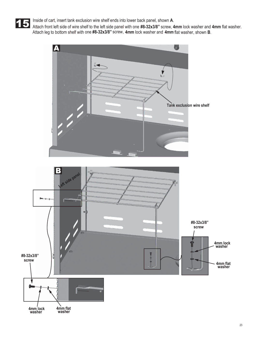 Char-Broil 463247311 manual Tank exclusion wire shelf 