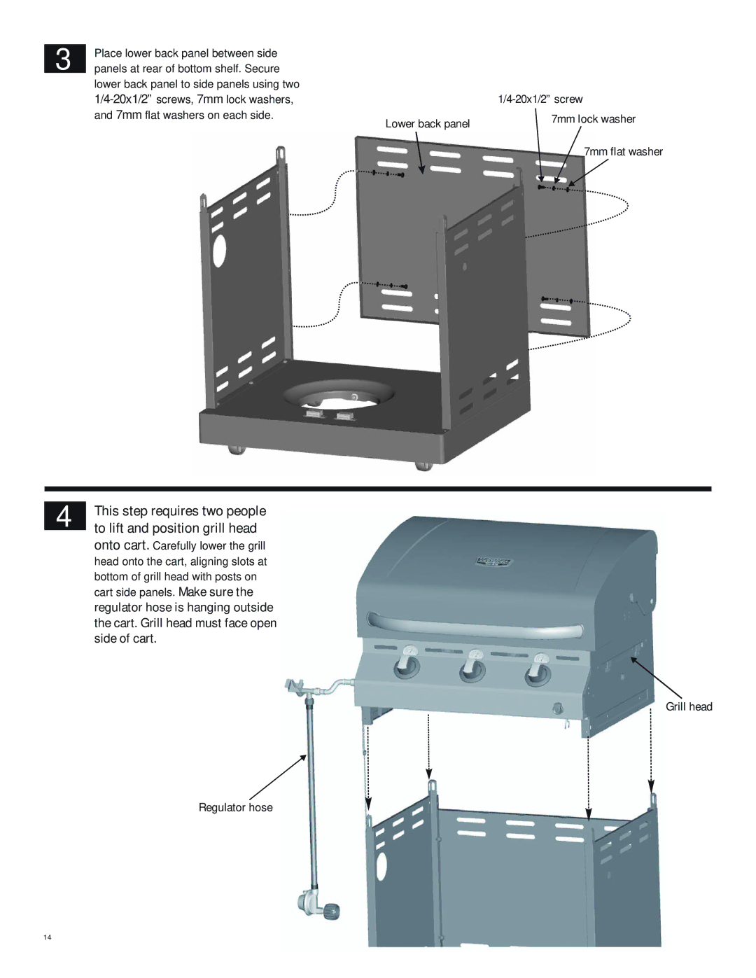 Char-Broil 463247412 manual 7mm flat washers on each side 