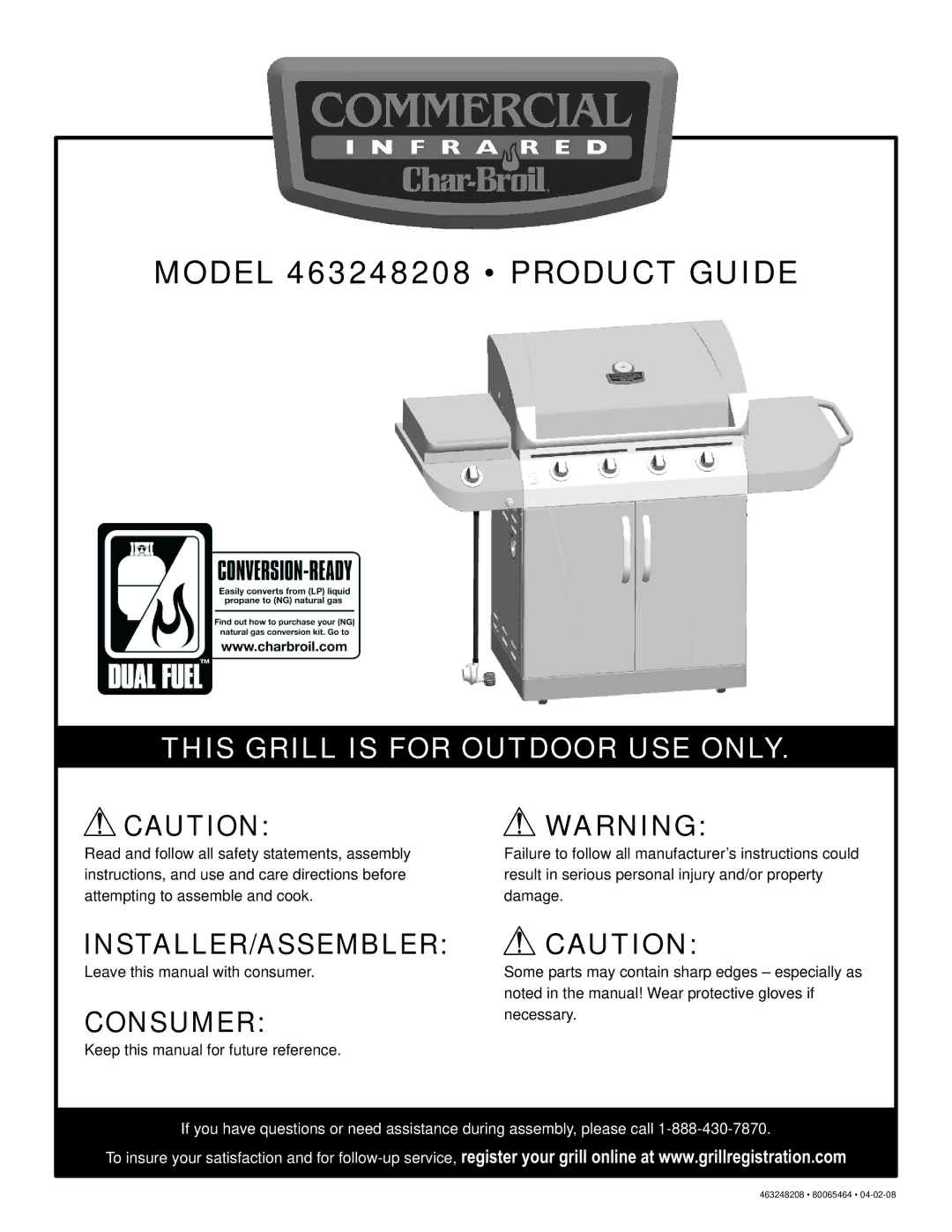 Char-Broil manual Model 463248208 Product Guide 