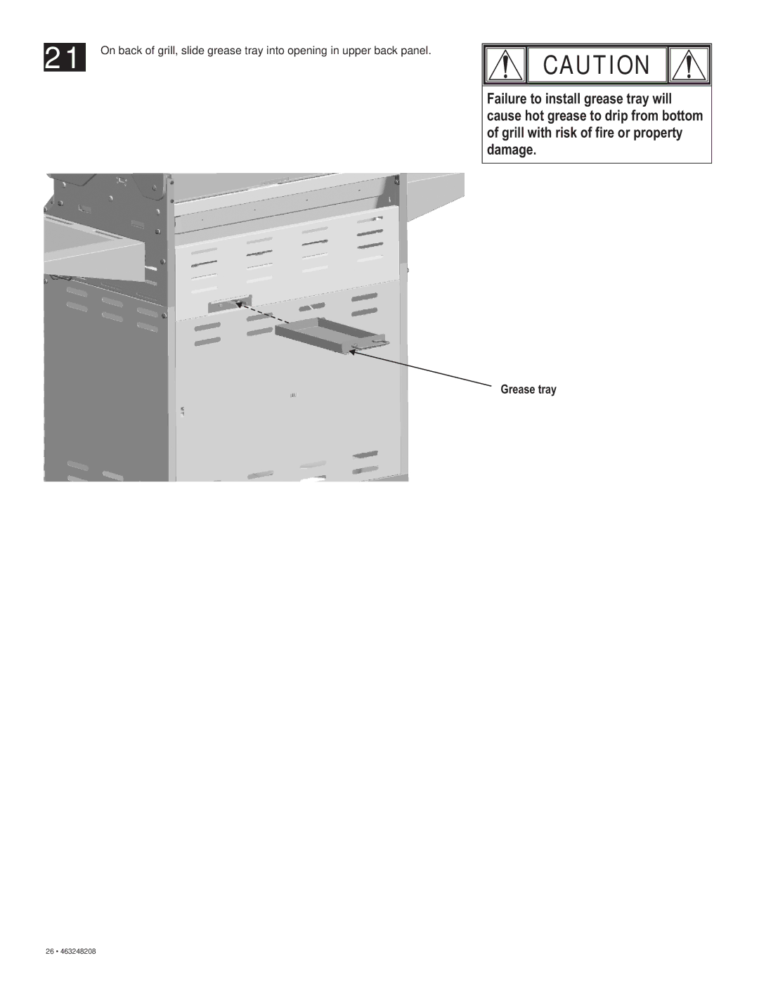 Char-Broil 463248208 manual Grease tray 
