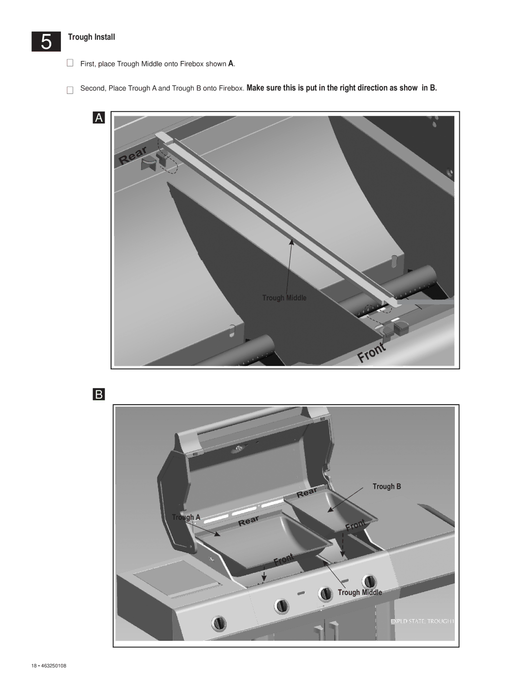 Char-Broil 463250108 manual Ear R, Trough Install 