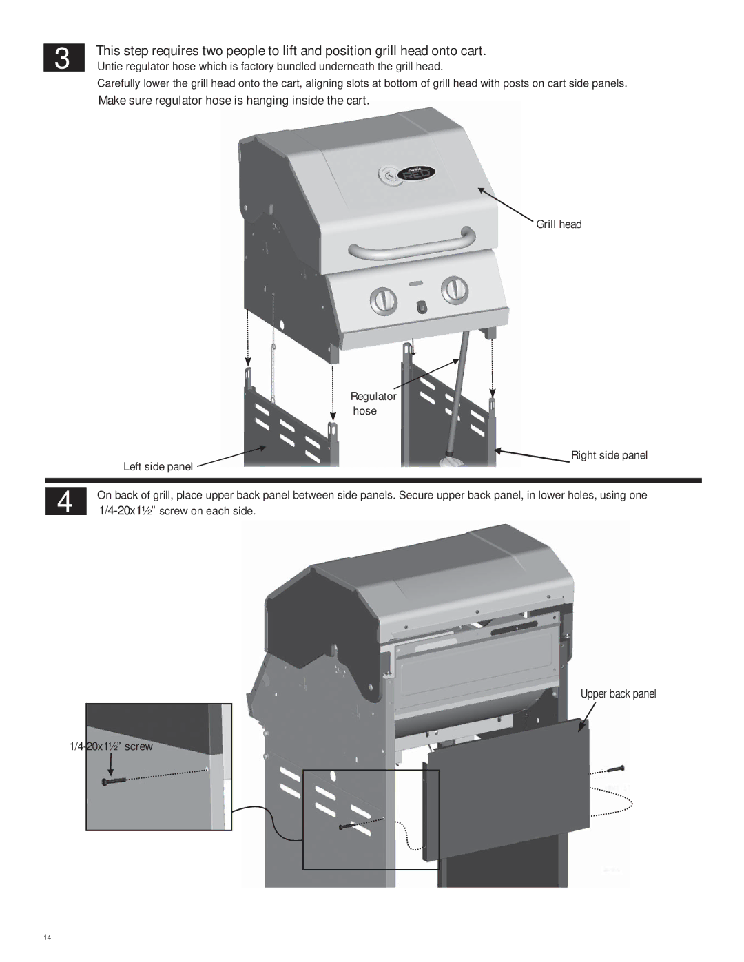 Char-Broil 463250211 manual Upper back panel 