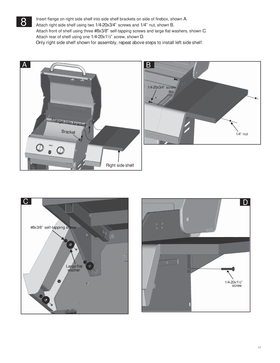 Char-Broil 463250211 manual Flange into bracket 