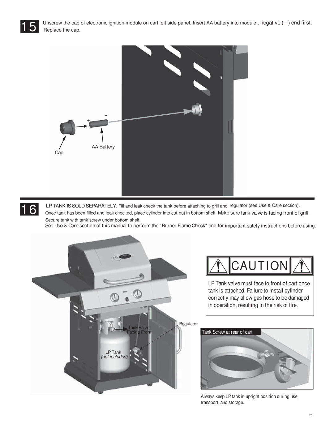 Char-Broil 463250211 manual Replace the cap 