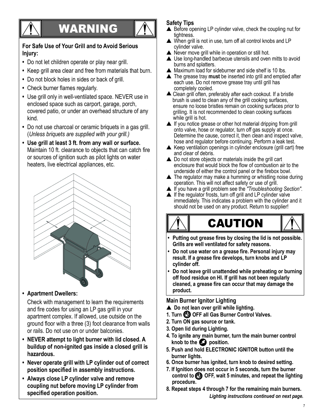 Char-Broil 463250510 manual For Safe Use of Your Grill and to Avoid Serious Injury, Main Burner Ignitor Lighting 