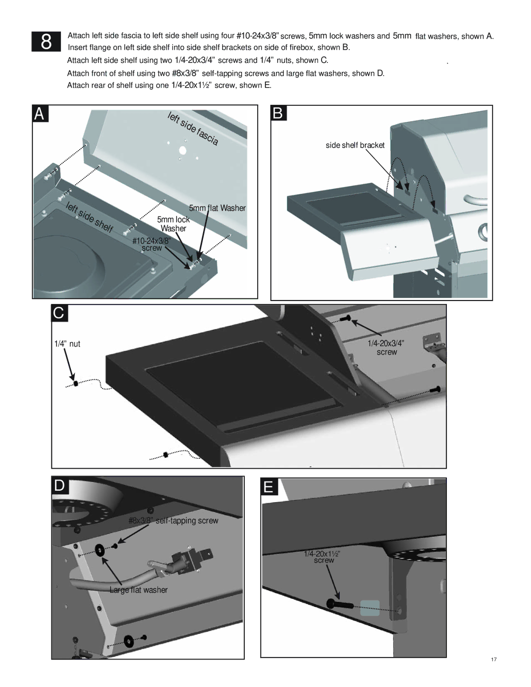 Char-Broil 463250511 manual Left 